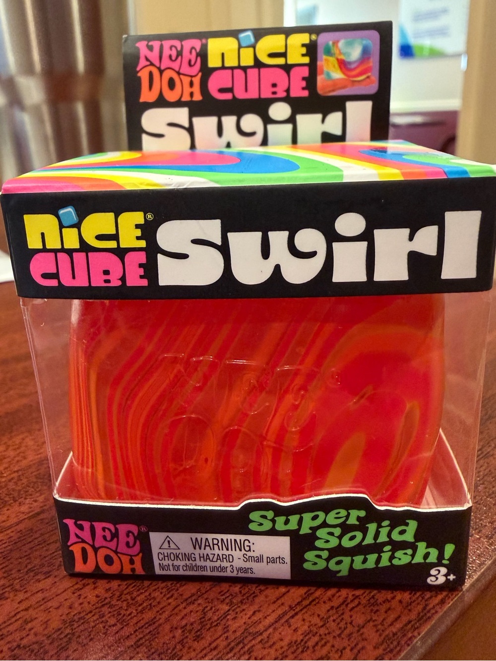 NeeDoh Swirl Super Solid Squish - Red/Orange